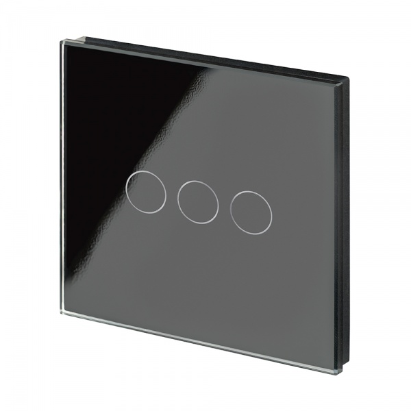Crystal PG 12/24V 3 Gang Touch Retractive Light Switch Black RetroTouch Designer Light